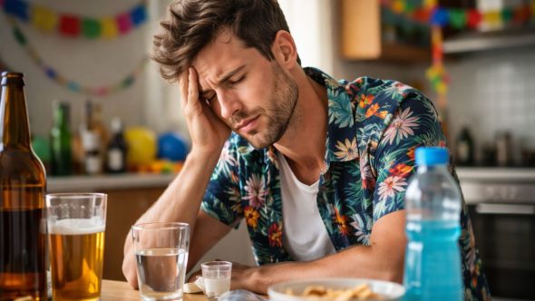Exagerou na bebida? Entenda como lidar com a ressaca e como o corpo reage. Foto: Gerada por IA