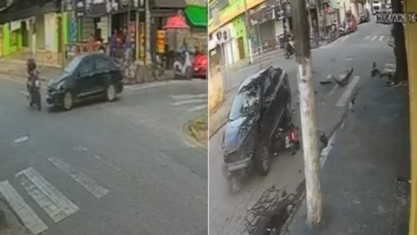 Acidente de trânsito no bairro Jardim Santo Antônio em Guarujá resulta em vítimas com fraturas no fêmur.