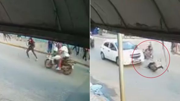 Adolescente atropelada por motocicleta em Itanhaém, litoral de SP, durante travessia de rua após escola.