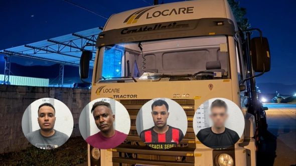 Três homens e um adolescente são presos em Cubatão suspeitos de roubar caminhões
