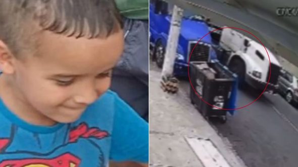 Acidente fatal envolvendo caminhão e criança de 6 anos em Santos, litoral de São Paulo, mobiliza Polícia Militar.