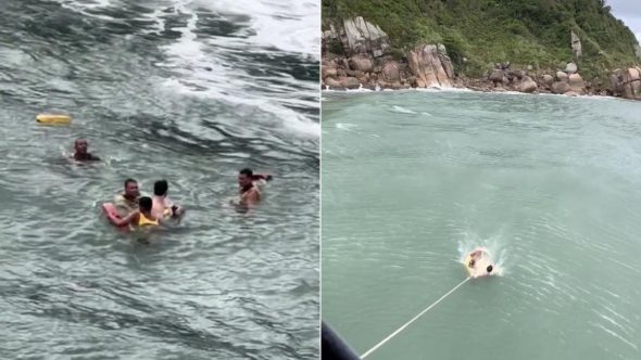 VÍDEO: Turista é resgatado após ser arrastado por correnteza em Guarujá